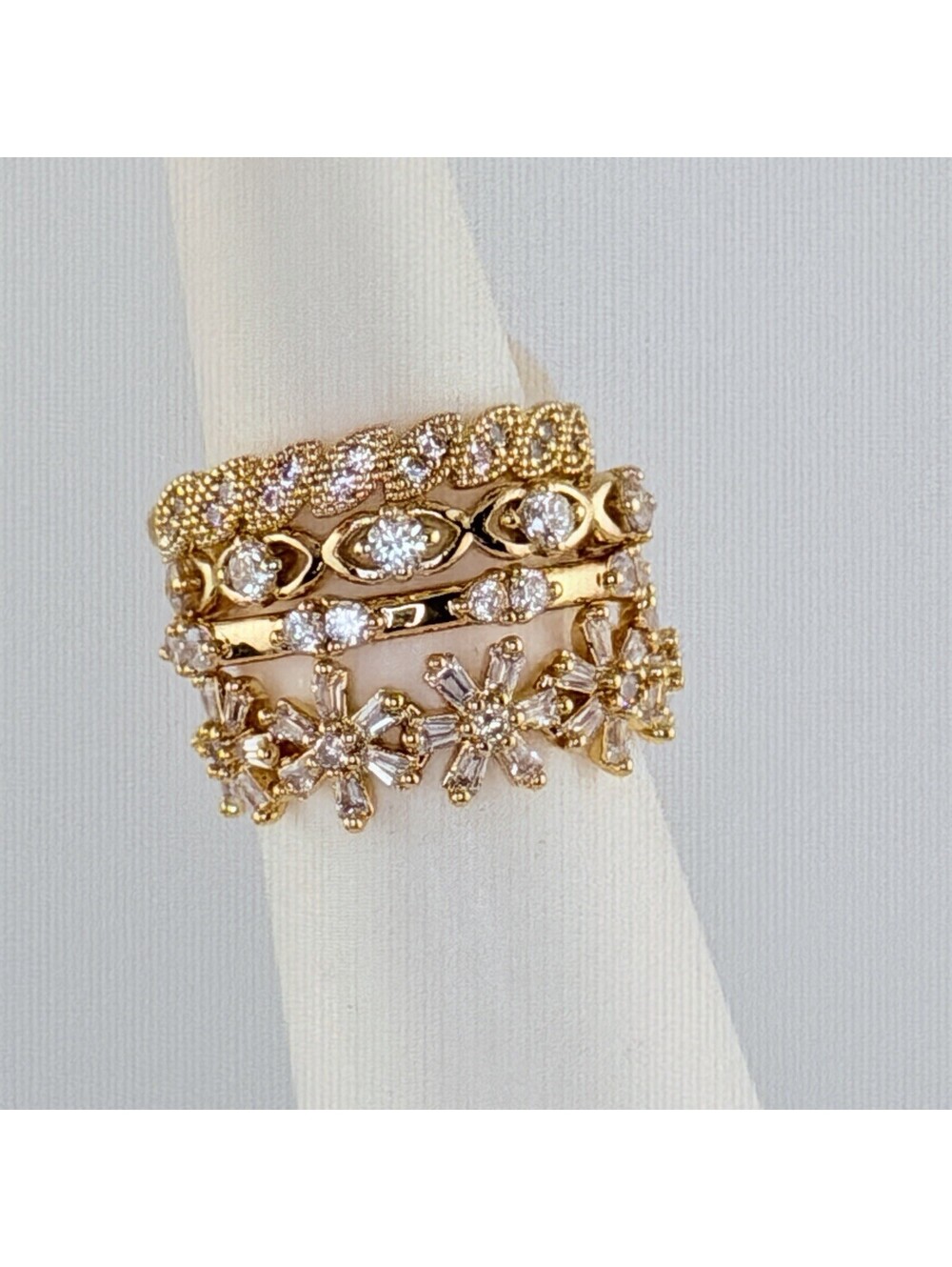 Bomb Party Delicates Sz 7 "Veil Of Dreams And Quiet Light" Cz on Yellow Gold